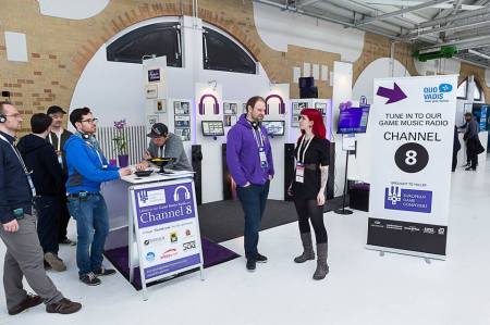 Our European Game Composers booth (I'm 3rd from the left)<br /> Photo credits: Uwe Voelkner / FOX